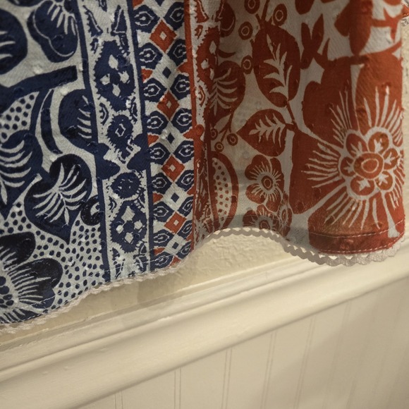 Chico's Off The Shoulder Cotton Peasant Blouse‎ Red White Blue Size 0 (US 4) - Picture 4 of 10